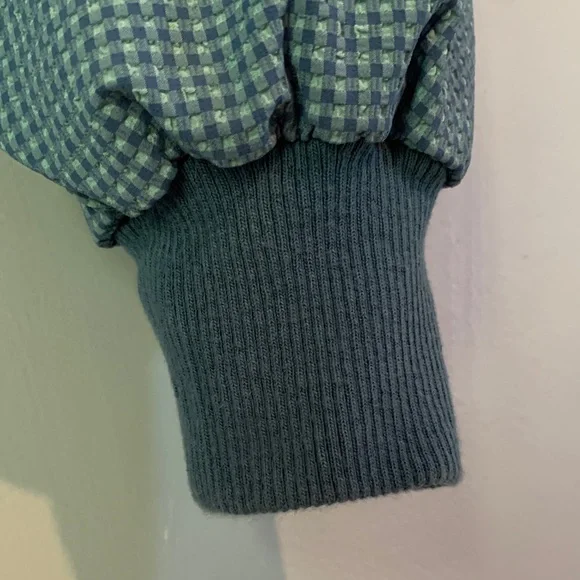 Free People Movement 40 Love Cropped Size Small Blue Checkered Jacket - Picture 4 of 12